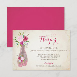 Invitación Ballerina Birthday Pink