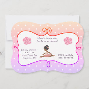 Invitación Ballerina Birthday polka dot