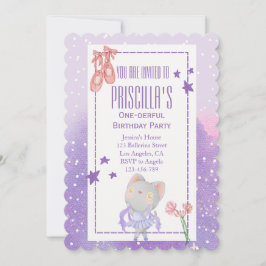 Invitación Ballerina Cat Kids Fiesta de cumpleaños