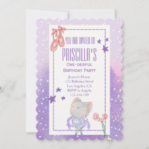 Invitación Ballerina Cat Kids Fiesta de cumpleaños
