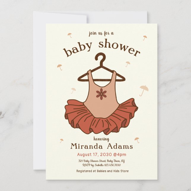 Invitación Ballerina Chica Baby Shower (Anverso)