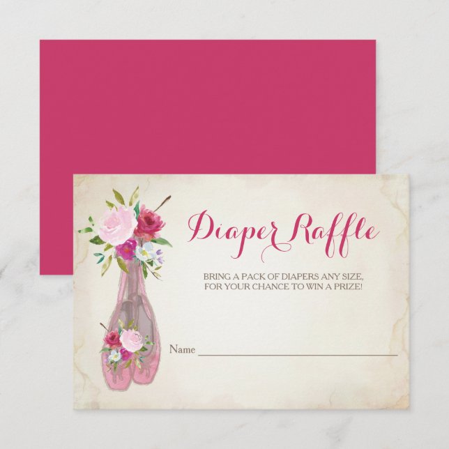 Invitación Ballerina Chica Baby Shower Diaper Raffle (Anverso / Reverso)