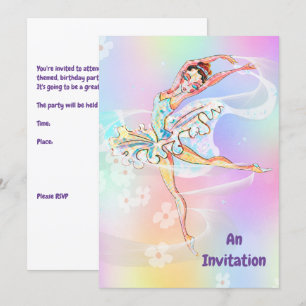 Invitación Ballerina Chica de 12 años de fiesta de cumpleaños