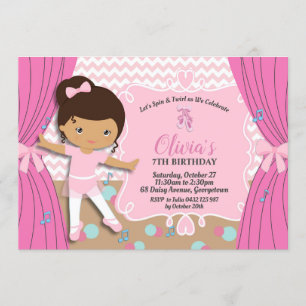 Invitación Ballerina Cumpleaños Ballet Rosa Tutu Ballet zapat