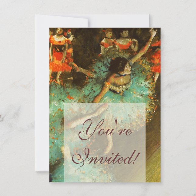 Invitación Ballerina Dance Green Dancer Edger Degas Painting (Anverso)