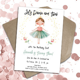 Invitación Ballerina Dance Twirl 3 Chica de cumpleaños
