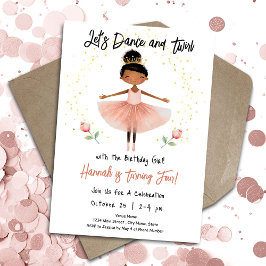 Invitación Ballerina Dance Twirl 4 Chica de cumpleaños Pink