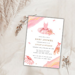 Invitación Ballerina de color rosa elegante Baby Shower