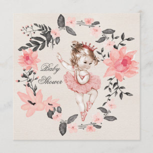 Invitación Ballerina Floral Wreath Baby Shower