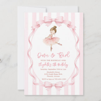 Invitación Ballerina Let's Dance & Twirl Pink Party Birthday