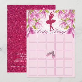 Invitación Ballerina Purpurina Rosa Baby Shower Bingo