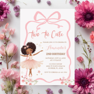 Invitación Ballerina rosa africana dos tu cute segundo cumple