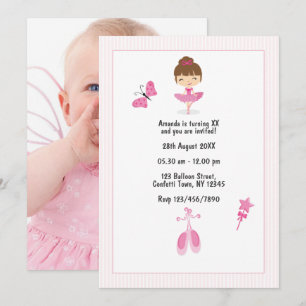 Invitación Ballerina Rosa Dance Niños Fiesta de cumpleaños Fo