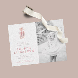Invitación Ballerina Rosa Shoes Chicas Foto Fiesta de cumplea