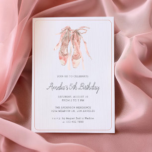 Invitación Ballerina Rubor Pink Dance Girly 5º cumpleaños