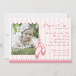 Invitación Ballerina Slippers Primer cumpleaños con foto