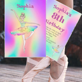 Invitación Ballerina Tie Dye Tutu Cute Age Birday
