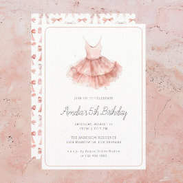 Invitación Ballerina Tutu Cute Rubor Pink Girly 5º cumpleaños