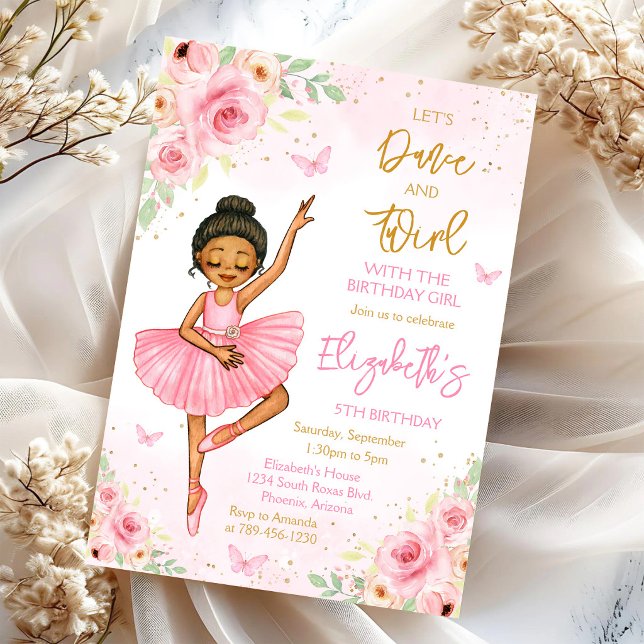 Invitación Ballerina Vamos a Bailar y Girar Cumpleaños Fiesta (Subido por el creador)