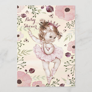 Invitación Ballerina Watercolor Poppies Baby Shower