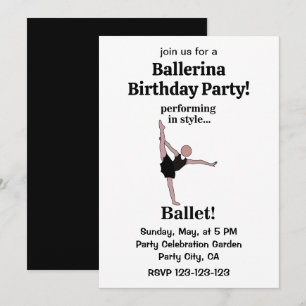 Invitación Ballet Actuando En Estilo Ballerina Cumpleaños