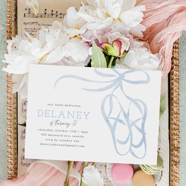 Invitación Ballet Azul Zapatillas de fiesta de cumpleaños Inv (Subido por el creador)