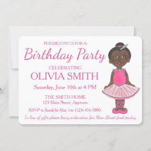 Invitación Ballet Ballerina Tutu Dance Fiesta de cumpleaños t