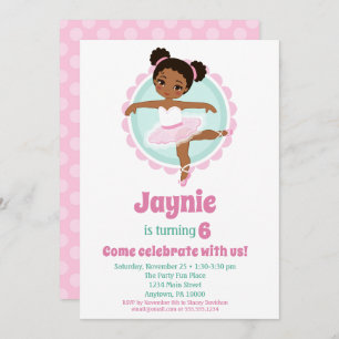 Invitación Ballet ballet balneario afroamericano cumpleaños b