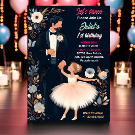 Invitación Ballet Chicas de Moda Tutu Rosado Ballerina Primer