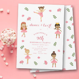 Invitación Ballet Dance & Twirl Ballerina Rosa Cumpleaños