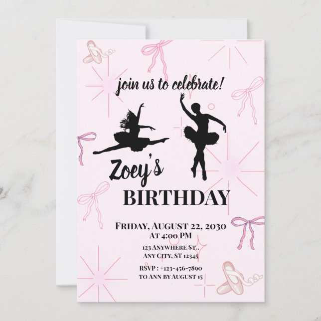 Invitación Ballet de bailarina (Anverso)