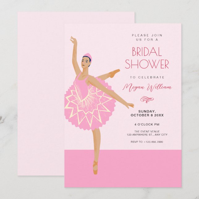 Invitación Ballet de baile Ballerina rosa pesadilla (Anverso / Reverso)