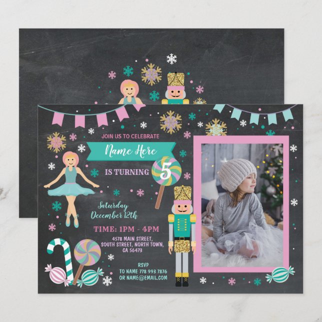 Invitación Ballet de Navidades de Fiestas de ortocracker foto (Anverso / Reverso)