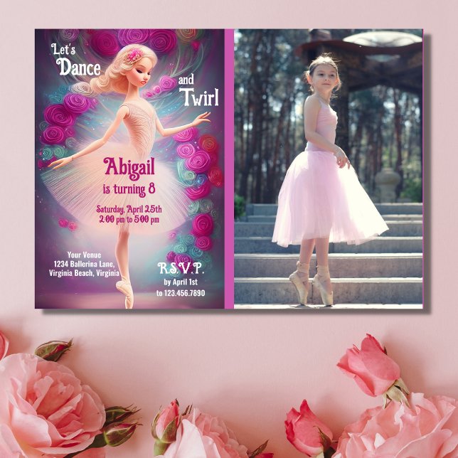 Invitación Ballet floral de Rosas Ballerina Cumpleaños (Subido por el creador)
