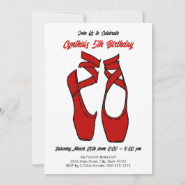 Invitación Ballet Rojo minimalista Pointe Shoes fiesta de cum
