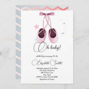 Invitación Ballet rosa, estrellas lindas, ducha de bebé