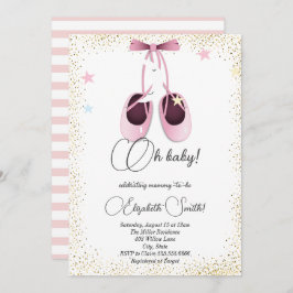 Invitación Ballet rosa, estrellas lindas invitadas a la ducha