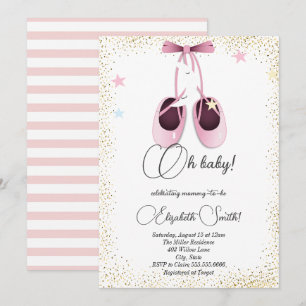 Invitación Ballet rosa, estrellas lindas invitadas a la ducha