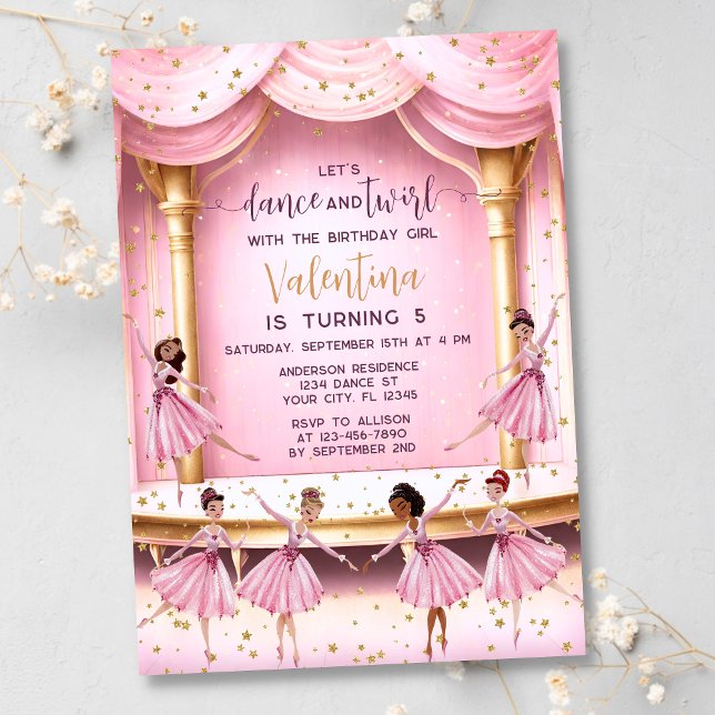 Invitación Ballet rosado bailarina Ballet Ballet Balneario An (Subido por el creador)