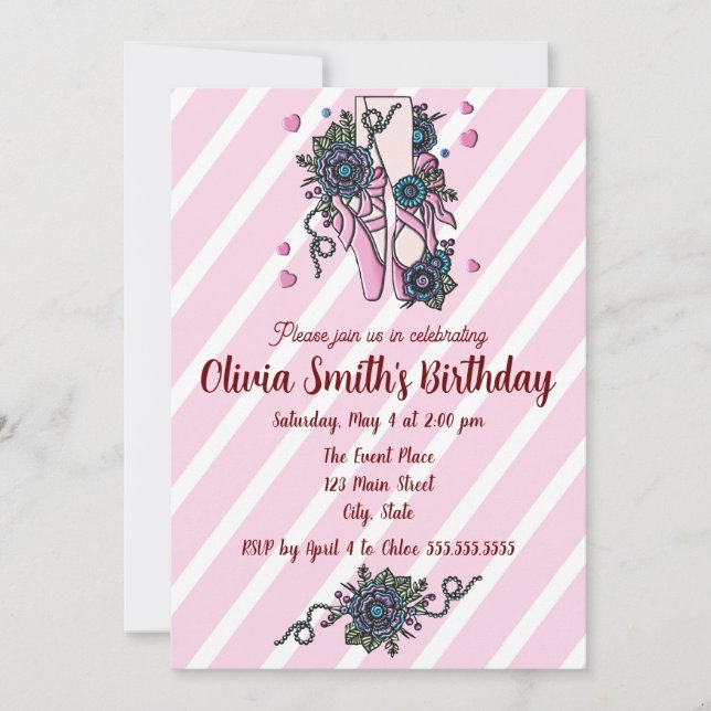 Invitación Ballet Shoes (Anverso)