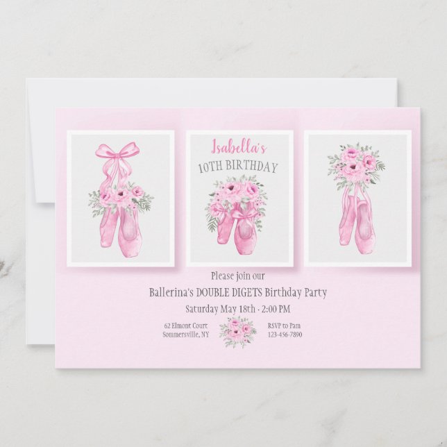 Invitación Ballet Shoes (Anverso)