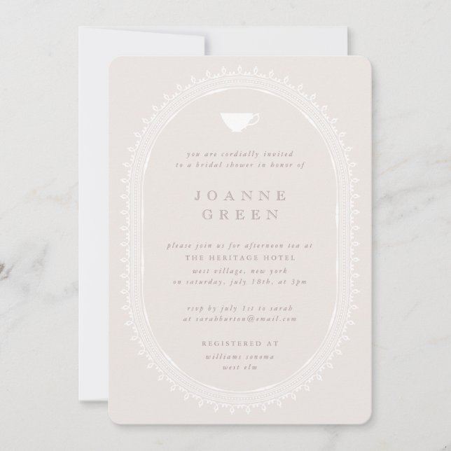Invitación Ballet Tea Pink Afternoon Tea Bridal/Wedding Ducha (Anverso)