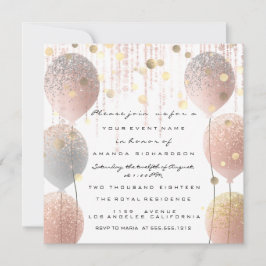 Invitación Ballon rosa rosa dulce 16ª Novia Blanca