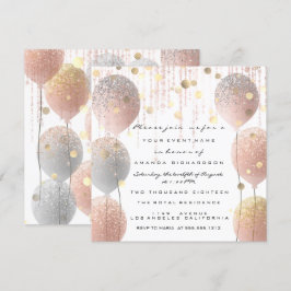 Invitación Ballon rosa rosa dulce 16ª Novia Blanca