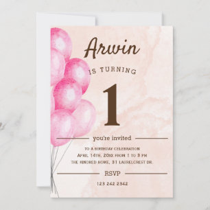 Invitación Ballons 1.ᵉʳ Fiesta de cumpleaños
