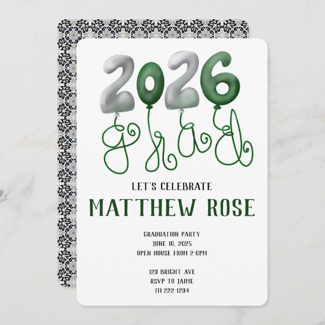 Invitación Balloon 2025 Grad Invitation (Anverso / Reverso)