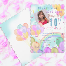Invitación Balloon Pastel Photo Birday