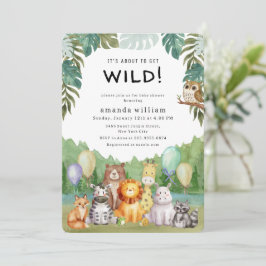 Invitación Balloon Wildlife Forest Sarafi Animals Baby Shower