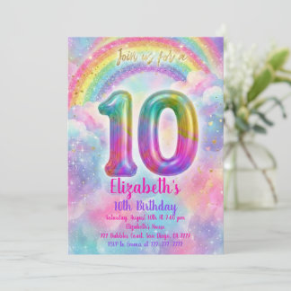 Invitación Balloons Birthday 10th Birthday 