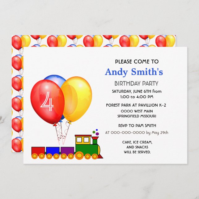 Invitación Balloons Birthday Boy Fiesta (Anverso / Reverso)